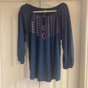 Chaps navy embroidered tunic